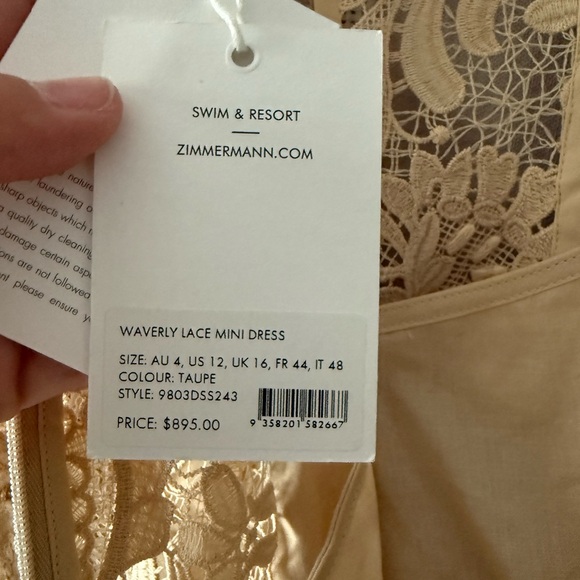 Zimmermann Waverley Lace Mini Dress US size 10-12 - Picture 7 of 10